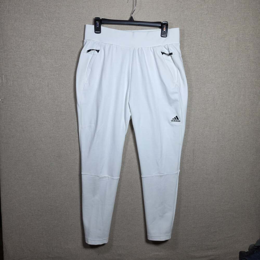 adidas Mens ZNE Tapp Pants M White Logo Jogger Sweatpants NWT zipper pockets